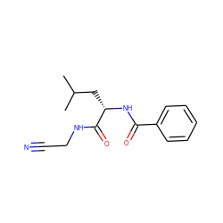 CC(C)C[C@H](NC(=O)c1ccccc1)C(=O)NCC#N ZINC000013525695