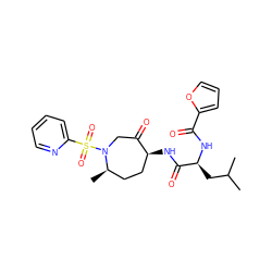 CC(C)C[C@H](NC(=O)c1ccco1)C(=O)N[C@H]1CC[C@@H](C)N(S(=O)(=O)c2ccccn2)CC1=O ZINC000072179310