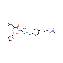 CC(C)C[C@H](NC(=O)c1ccco1)C(=O)N[C@H]1CCN(Cc2ccc(OCCCN(C)C)cc2)C1 ZINC000028475025