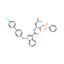 CC(C)C[C@H](NC(=O)c1cn(Cc2ccc(-c3ccc(Cl)cc3)cc2)c2ccccc12)C(=O)NS(=O)(=O)c1ccccc1 ZINC001772604752