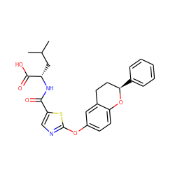 CC(C)C[C@H](NC(=O)c1cnc(Oc2ccc3c(c2)CC[C@@H](c2ccccc2)O3)s1)C(=O)O ZINC000145525777