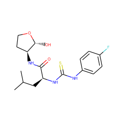 CC(C)C[C@H](NC(=S)Nc1ccc(F)cc1)C(=O)N[C@H]1CCO[C@@H]1O ZINC000036269613