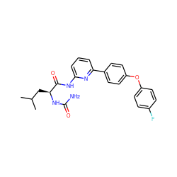 CC(C)C[C@H](NC(N)=O)C(=O)Nc1cccc(-c2ccc(Oc3ccc(F)cc3)cc2)n1 ZINC000095580503