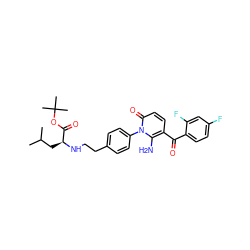 CC(C)C[C@H](NCCc1ccc(-n2c(N)c(C(=O)c3ccc(F)cc3F)ccc2=O)cc1)C(=O)OC(C)(C)C ZINC000138466709