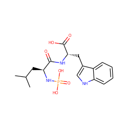 CC(C)C[C@H](NP(=O)(O)O)C(=O)N[C@@H](Cc1c[nH]c2ccccc12)C(=O)O ZINC000013515640