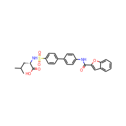 CC(C)C[C@H](NS(=O)(=O)c1ccc(-c2ccc(NC(=O)c3cc4ccccc4o3)cc2)cc1)C(=O)O ZINC000028458603