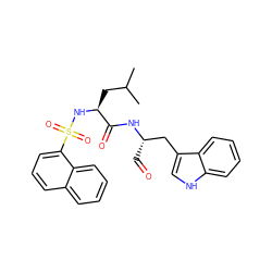 CC(C)C[C@H](NS(=O)(=O)c1cccc2ccccc12)C(=O)N[C@@H](C=O)Cc1c[nH]c2ccccc12 ZINC000027433538