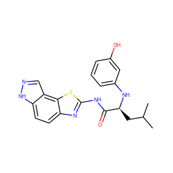 CC(C)C[C@H](Nc1cccc(O)c1)C(=O)Nc1nc2ccc3[nH]ncc3c2s1 ZINC000202050796