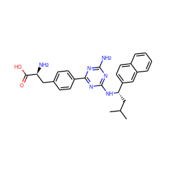 CC(C)C[C@H](Nc1nc(N)nc(-c2ccc(C[C@H](N)C(=O)O)cc2)n1)c1ccc2ccccc2c1 ZINC000045320127