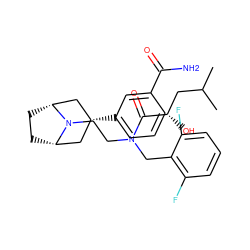 CC(C)C[C@H](O)C(=O)N(CCN1[C@H]2CC[C@@H]1C[C@H](c1cccc(C(N)=O)c1)C2)Cc1c(F)cccc1F ZINC000117303185