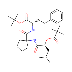 CC(C)C[C@H](OC(=O)C(C)(C)C)C(=O)NC1(C(=O)N[C@@H](CCc2ccccc2)C(=O)OC(C)(C)C)CCCC1 ZINC000653710180