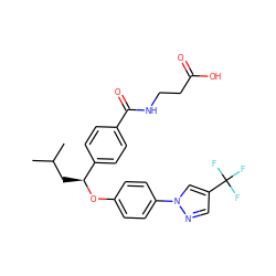 CC(C)C[C@H](Oc1ccc(-n2cc(C(F)(F)F)cn2)cc1)c1ccc(C(=O)NCCC(=O)O)cc1 ZINC000096269715