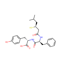 CC(C)C[C@H](S)CC(=O)N[C@@H](Cc1ccccc1)C(=O)N[C@@H](Cc1ccc(O)cc1)C(=O)O ZINC000013861190