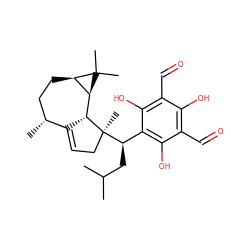 CC(C)C[C@H](c1c(O)c(C=O)c(O)c(C=O)c1O)[C@@]1(C)CC=C2[C@H](C)CC[C@@H]3[C@H]([C@@H]21)C3(C)C ZINC001772615055