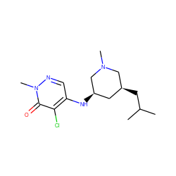 CC(C)C[C@H]1C[C@@H](Nc2cnn(C)c(=O)c2Cl)CN(C)C1 ZINC001772645113