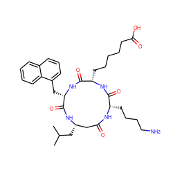 CC(C)C[C@H]1CC(=O)N[C@@H](CCCCN)C(=O)N[C@@H](CCCCCC(=O)O)C(=O)N[C@@H](Cc2cccc3ccccc23)C(=O)N1 ZINC000049678901