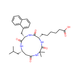 CC(C)C[C@H]1CC(=O)NC(C)(C)C(=O)N[C@@H](CCCCCC(=O)O)C(=O)N[C@@H](Cc2cccc3ccccc23)C(=O)N1 ZINC000049679108