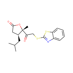 CC(C)C[C@H]1CC(=O)O[C@]1(C)C(=O)CSc1nc2ccccc2s1 ZINC000001245875