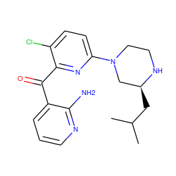 CC(C)C[C@H]1CN(c2ccc(Cl)c(C(=O)c3cccnc3N)n2)CCN1 ZINC000084758313