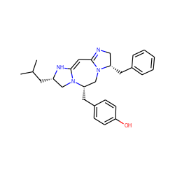 CC(C)C[C@H]1CN2C(=CC3=NC[C@H](Cc4ccccc4)N3C[C@@H]2Cc2ccc(O)cc2)N1 ZINC000473108775