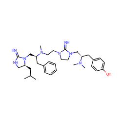 CC(C)C[C@H]1CNC(=N)N1C[C@H](Cc1ccccc1)N(C)CCN1CCN(C[C@H](Cc2ccc(O)cc2)N(C)C)C1=N ZINC000299828127