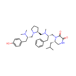 CC(C)C[C@H]1CNC(=O)C(=O)N1C[C@H](Cc1ccccc1)N(C)C[C@@H]1CCCN1C[C@H](Cc1ccc(O)cc1)N(C)C ZINC000299828244