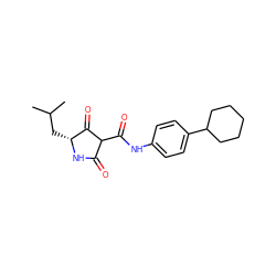 CC(C)C[C@H]1NC(=O)C(C(=O)Nc2ccc(C3CCCCC3)cc2)C1=O ZINC000101164711