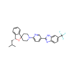 CC(C)C[C@H]1OC2(CCN(c3ccc(-c4nc5ccc(C(F)(F)F)cc5[nH]4)cn3)CC2)c2ccccc21 ZINC001772640554