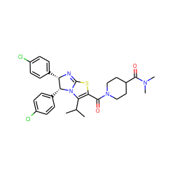 CC(C)C1=C(C(=O)N2CCC(C(=O)N(C)C)CC2)SC2=N[C@@H](c3ccc(Cl)cc3)[C@@H](c3ccc(Cl)cc3)N21 ZINC000095577201