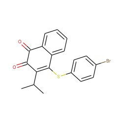 CC(C)C1=C(Sc2ccc(Br)cc2)c2ccccc2C(=O)C1=O ZINC000028571927