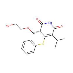 CC(C)C1=C(Sc2ccccc2)[C@H](COCCO)C(=O)NC1=O ZINC000102816289