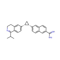 CC(C)C1=NCCc2cc([C@@H]3C[C@@H]3c3ccc4cc(C(=N)N)ccc4c3)ccc21 ZINC000028369692