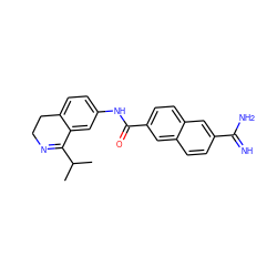 CC(C)C1=NCCc2ccc(NC(=O)c3ccc4cc(C(=N)N)ccc4c3)cc21 ZINC000005962501