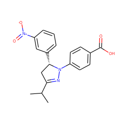 CC(C)C1=NN(c2ccc(C(=O)O)cc2)[C@@H](c2cccc([N+](=O)[O-])c2)C1 ZINC001772570014