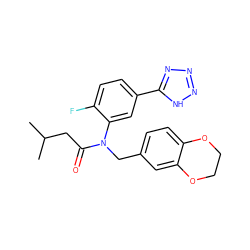 CC(C)CC(=O)N(Cc1ccc2c(c1)OCCO2)c1cc(-c2nnn[nH]2)ccc1F ZINC000084655446