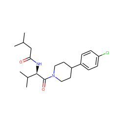 CC(C)CC(=O)N[C@@H](C(=O)N1CCC(c2ccc(Cl)cc2)CC1)C(C)C ZINC000095577122