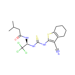 CC(C)CC(=O)N[C@@H](NC(=S)Nc1sc2c(c1C#N)CCCC2)C(Cl)(Cl)Cl ZINC000008672770