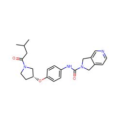 CC(C)CC(=O)N1CC[C@@H](Oc2ccc(NC(=O)N3Cc4ccncc4C3)cc2)C1 ZINC000166897932