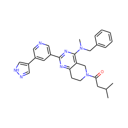 CC(C)CC(=O)N1CCc2nc(-c3cncc(-c4cn[nH]c4)c3)nc(N(C)Cc3ccccc3)c2C1 ZINC000068249457