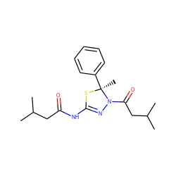 CC(C)CC(=O)NC1=NN(C(=O)CC(C)C)[C@](C)(c2ccccc2)S1 ZINC000299837496