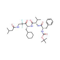 CC(C)CC(=O)NCC(F)(F)C(=O)[C@@H](CC1CCCCC1)NC(=O)[C@@H](NC(=O)[C@H](Cc1ccccc1)NC(=O)OC(C)(C)C)C(C)C ZINC000026277950