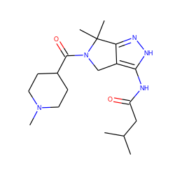 CC(C)CC(=O)Nc1[nH]nc2c1CN(C(=O)C1CCN(C)CC1)C2(C)C ZINC000052509437