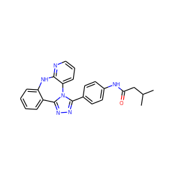 CC(C)CC(=O)Nc1ccc(-c2nnc3n2-c2cccnc2Nc2ccccc2-3)cc1 ZINC000143021308