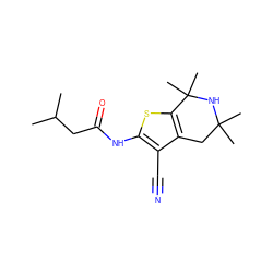 CC(C)CC(=O)Nc1sc2c(c1C#N)CC(C)(C)NC2(C)C ZINC000004851215