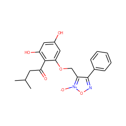 CC(C)CC(=O)c1c(O)cc(O)cc1OCc1c(-c2ccccc2)no[n+]1[O-] ZINC001772637245