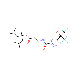 CC(C)CC(C)(CC(C)C)OC(=O)CCNC(=O)C1=NO[C@H](C(O)(C(F)(F)F)C(F)(F)F)C1 ZINC000035985615