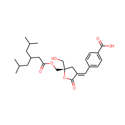 CC(C)CC(CC(=O)OC[C@@]1(CO)C/C(=C\c2ccc(C(=O)O)cc2)C(=O)O1)CC(C)C ZINC000169345970