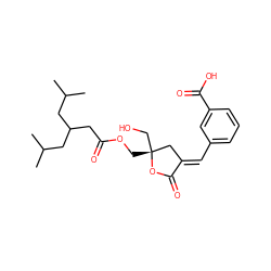 CC(C)CC(CC(=O)OC[C@@]1(CO)C/C(=C\c2cccc(C(=O)O)c2)C(=O)O1)CC(C)C ZINC000169345968