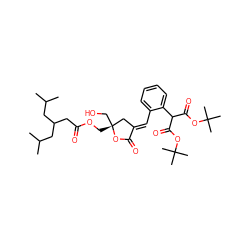 CC(C)CC(CC(=O)OC[C@@]1(CO)C/C(=C\c2ccccc2C(C(=O)OC(C)(C)C)C(=O)OC(C)(C)C)C(=O)O1)CC(C)C ZINC000169345973