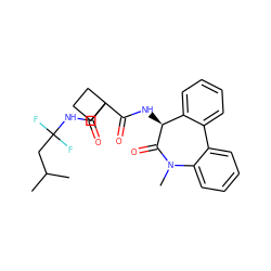 CC(C)CC(F)(F)NC(=O)C1(C(=O)N[C@@H]2C(=O)N(C)c3ccccc3-c3ccccc32)CCC1 ZINC000028822961